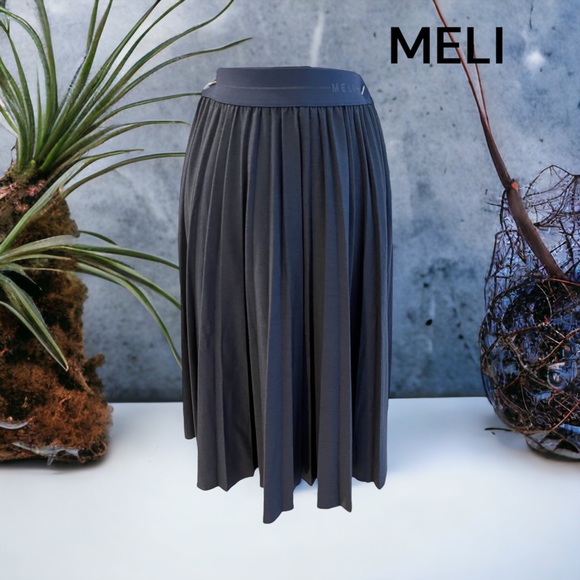MELI BLUE PLEATED CLASSIC SKIRT ELASTIC WAIST LONG XXS - Picture 1 of 2